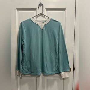 HOT COTTON Light Blue White Trim Long Sleeve Sweatshirt SIZE MEDIUM Pre Loved